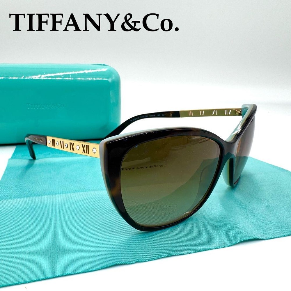 TIFFANY & Co. Sunglasses Atlas Rhinestone Blue Gold with Accessories Included
