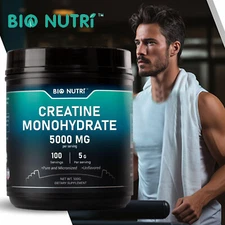 Pure Creatine Monohydrate Supplements Powder | 5000mg Per Serving | BY BIO NUTRI