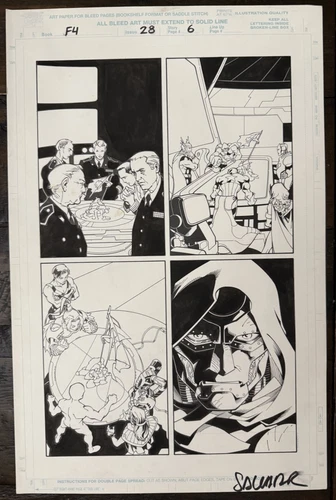 Marvel Fantastic Four #28 pg6 Salvador Larroca original art Dr. Doom + signature
