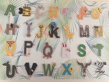 Alphabet Letters iron on patch, Alphabet Animal patch, Alphabet cartoon patch