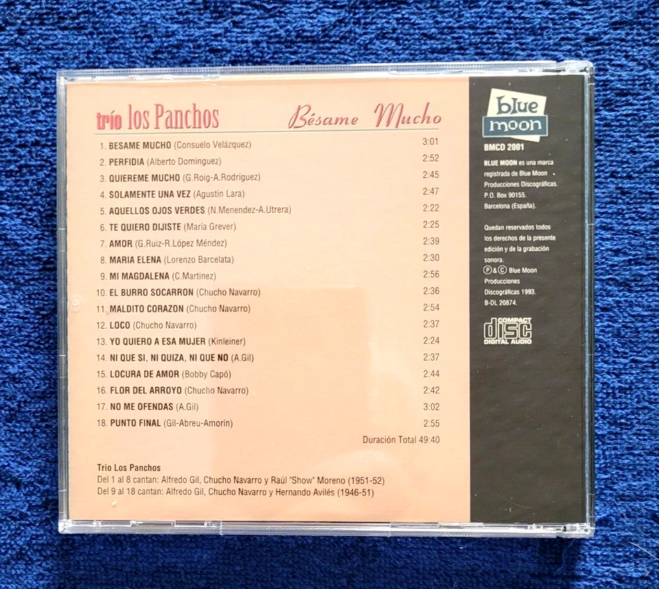 Trio Los Panchos CD/Besame mucho (EX).Collector's Item.Blue Moon label.Original. — 第 2/2 张图片