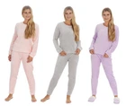 Womens Ladies Shimmer Effect Warm Winter Flannel Fleece Nightwear Pyjama Set