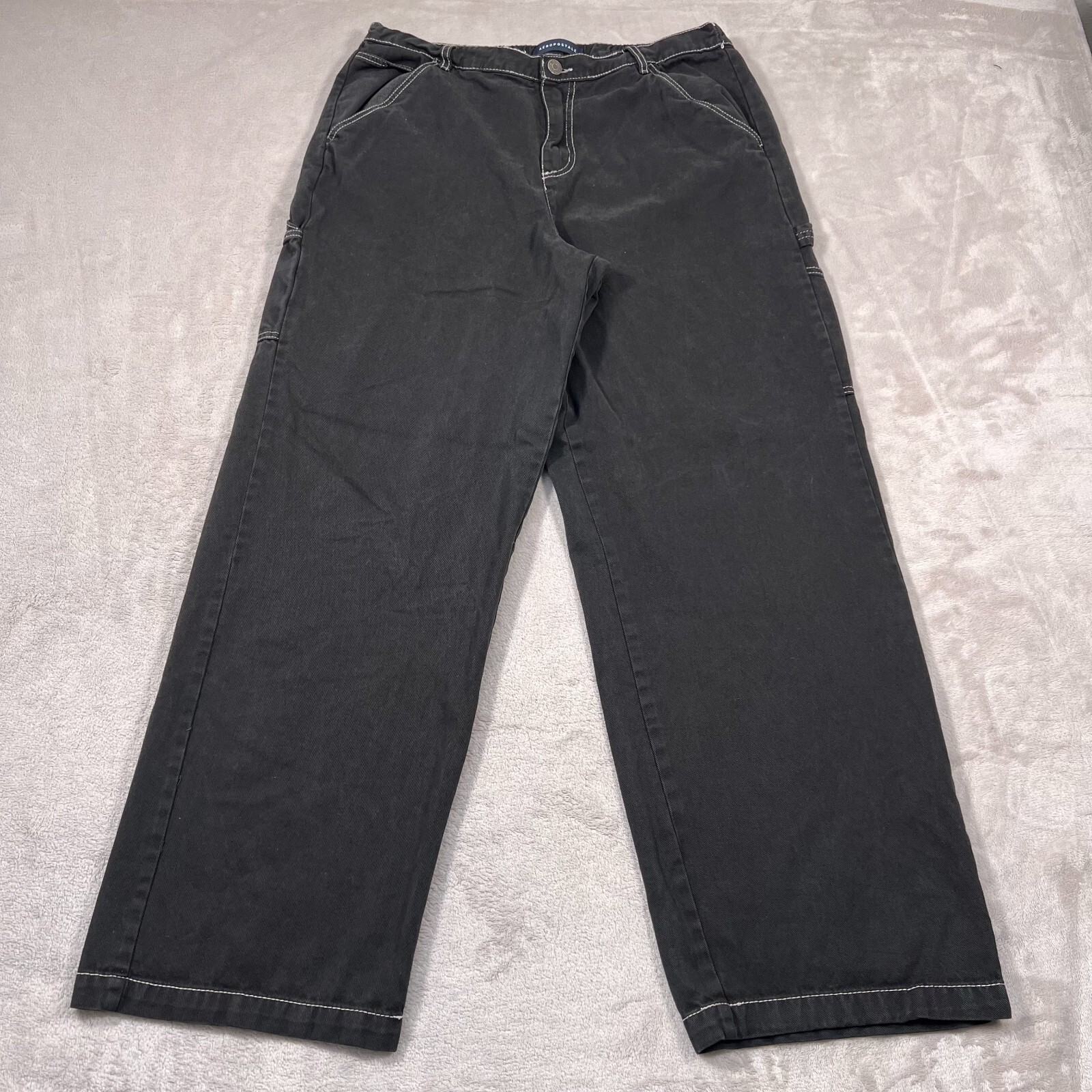 Aeropostale Cargo Pants Womens Size Large Black Straight Leg Faded Wash Y2K-image