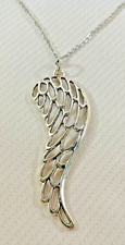 "Collar Ala de Ángel Grande Individual Plata 30"" Acero Inoxidable Religioso Espiritual NUEVO