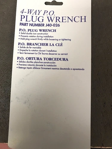 Plumbing Tool Wrench Plug Jones Stephen PO 4 Way Plug Wrench, Basket Strainers  - Picture 2 of 2