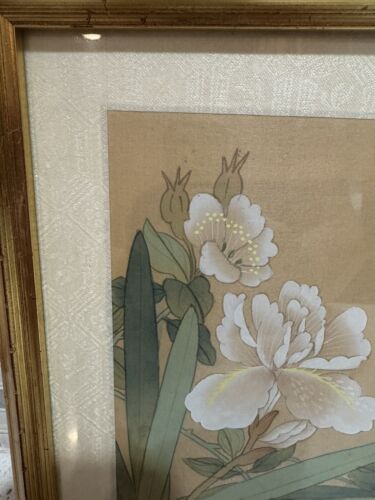Vintage Chinese Watercolor Painting on Silk Paper, Signed, Butterfly & Flower - Picture 2 of 8