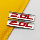 2x Red Metal Chrome 2.0L Logo Car Emblems V6 V8 Engine Badge 3D Sticker Decal