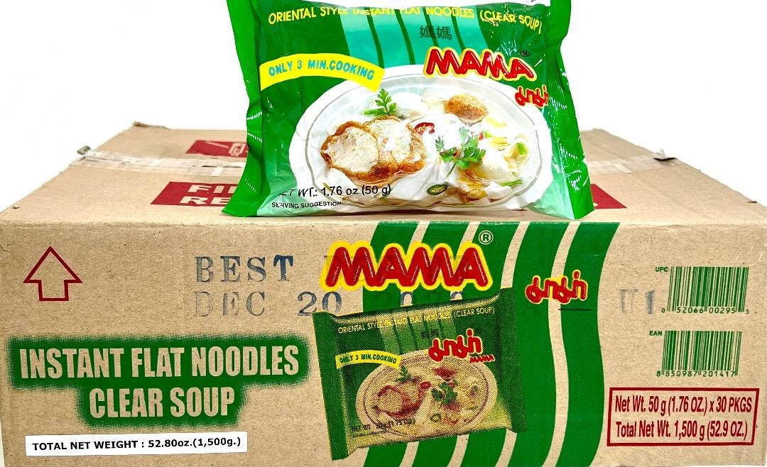 Mama Oriental Style Instant Flat Noodles( Clear Soup ) 1.76oz x 30