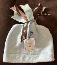 Lexy Lu Boys Hat Sz 2-3 Years Blue Brown Fleece Grosgrain Ribbon Tassel NEW