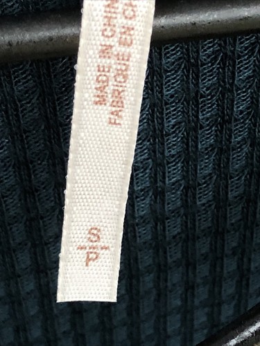 Free People Women Top Bluish/green Waffle Knit V Neck Long Sleeve Tee Flowy SZ S - Afbeelding 9 van 16