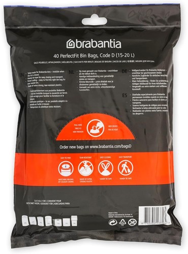 Brabantia PerfectFit Fodere Pattumiera Taglia D/15-20 Litri, Sacchetti Spazzatura Plastica Spessi UK - Foto 2 di 8