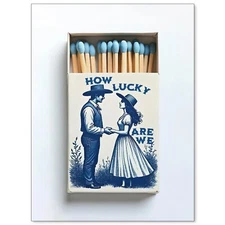 Jefuzh How Lucky Are We Wall Art Blue Matchbooks Posters Preppy Coastal Cowgi...