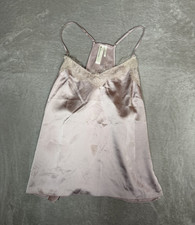 Anthropologie Pink Satin Lace Trim Adjustable Strap Camisole Tank Top M