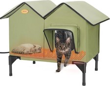 Heated Cat House Outside Cats in Winter Large Insulated Heated Outdoor Cat House