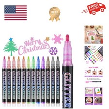 Glitter Marker Pens,12 Colors Self-Shimmer Metallic Markers,Glitter Paint Pen...