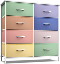 Chic Pastel Kids Dresser with 8 Drawers - Perfect for Bedroom  Office Storage