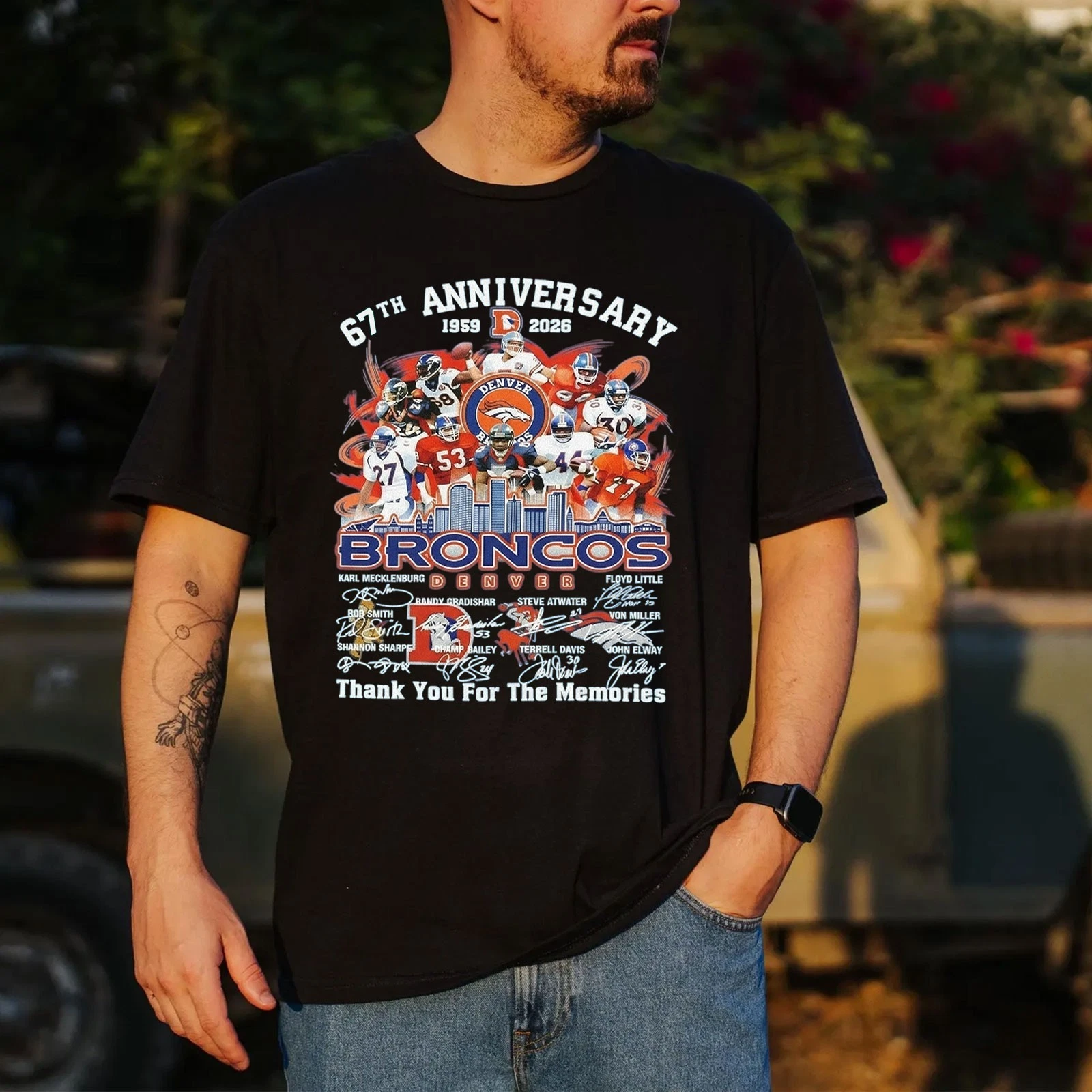 Denver Broncos 67th Anniversary 1959-2026 Signatures Division Champions T-Shirt