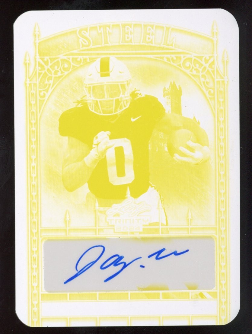 Jaylen Wright 2024 Leaf Trinity Auto Printing Plate Steel #S-JW1 Serial #d 1/1
