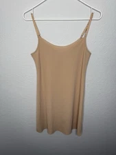 Commando Womens Stretch Round Neck Sleeveless Slip Beige Size M/L  Adjustable