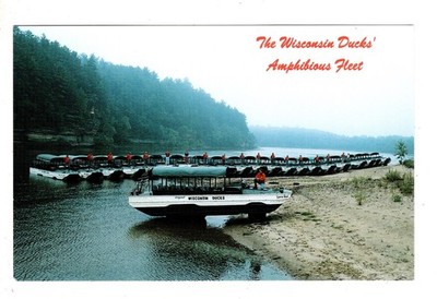 Wisconsin Dells Ducks Amphibious Fleet Lake Delton Postcard Photochrome