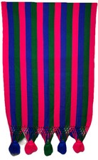 Colorful Striped Hand Woven Wrap Shawl Scarf Throw Vintage Bright Fringe 80x 26