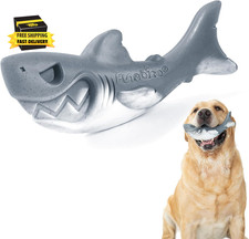 Dog Toys for Aggressive Chewers, Shark Dog Toy with Curved Design for Easy Pick