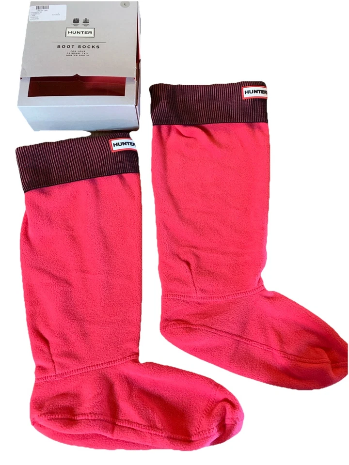 Calcetines Hunter Boot $50 Nuevos En Caja Acanalados Originales Altos Talla Grande (US 8-10) Rosa Foto 2 de 4