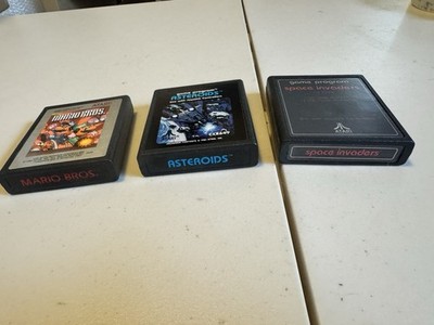 Vtg Atari 2600 Game Cartridge Lot of 3 - Space Invaders, Asteroids, Mario Bros