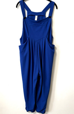 Halara Jumpsuit Overalls Royal Blue Textured Adjustable Pleated Harem Plus 1X