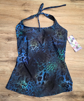 NWT Hapari size S 4-6 Swim Animal print Halter Sport Tankini Top Swimsuit
