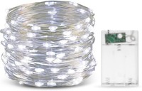 LED Lichterkette Batterie Kaltweiß, 10M 100Leds Micro Kupferdraht