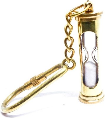 Brass Hourglass Keychain   Solid Antique Key Ring for Men & Women   Vintage Styl