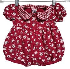 Vintage Circo Bubble Romper Baby Girls Red Floral 12M Peter Pan Collar Cotton Be