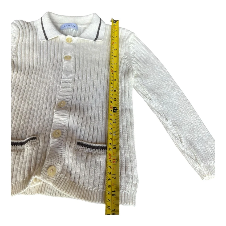 Cárdigan de rizo vintage Christian Dior Jeunes 8a rayas azules hecho en EE. UU. Foto 3 de 4