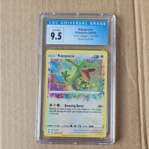 2020 Pokemon Vivid Voltage Rayquaza #138/185 Amazing Rare CGC 9.5 BLUE LABEL