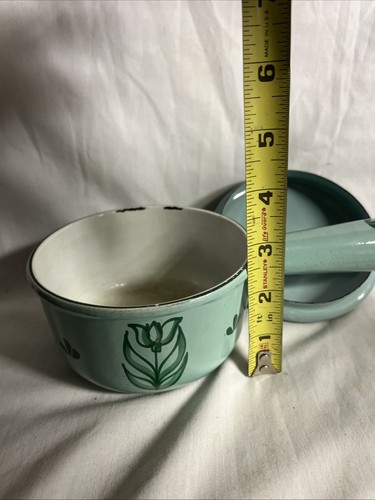 Vintage DRU Holland Green Tulip Pot w/ Handle and Lid # 12 - Afbeelding 3 van 5