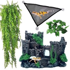 Bearded Dragon Tank Castle Decorations,Reptile Hammock Reptiles Habitat Resin...