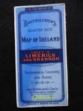 Vintage Limerick & Shannon Cloth Map (c1920) Orographical Colouring, Ireland 4