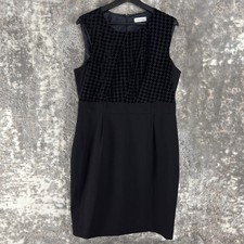 Calvin Klein Size 14 Velvet Burnout Whimsigoth Witchy Houndstooth Sheath Dress