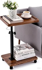 C Table End Table Adjustable Height,C Shaped End for Couch，Snack Tables,