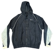 Vintage Nike Jacket Womens Medium Hooded Windbreaker Full Zip Swoosh 90s