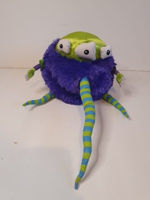 Manhattan Toy 2007 Handpuppe Plüsch grün lila dreiäugiges Monster Sammlerstück