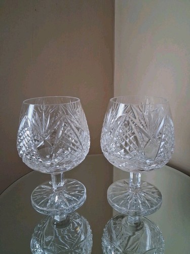 Set Of 2 Tyrone Irish Crystal Antrim Pattern Brandy Glass 5-1/4"H