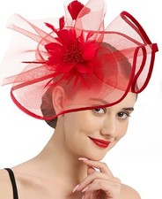 Tea Party Fascinator Hats for Womens 50s Floral Feather Headwear Derby Hats f...