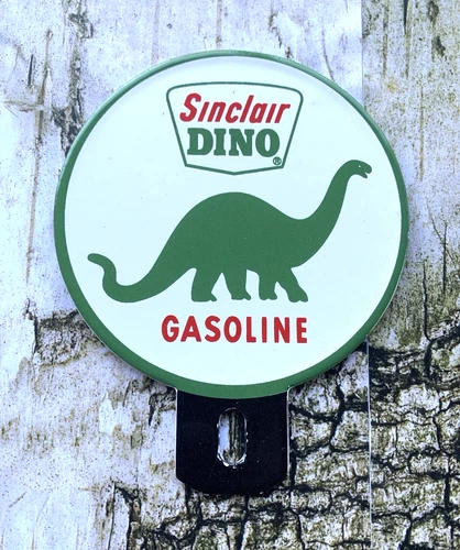VINTAGE SINCLAIR DINO GASOLINE MOTOR OIL GAS PUMP STATION PORCELAIN TOPPER SIGN