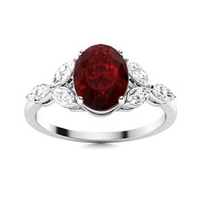 Sterling Silver Garnet Gemstone New Solitaire with Accents Sister Ring