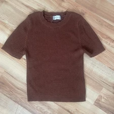 Fall/Autumn Cozy Transitional Altar'd State Brown Knit Small Sweater Top