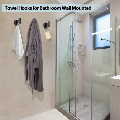 Kruodop Towel Hooks for Bathroom,2 Packs Wall 2 Pieces, 2pcs Chrome Finish - Picture 4 of 7