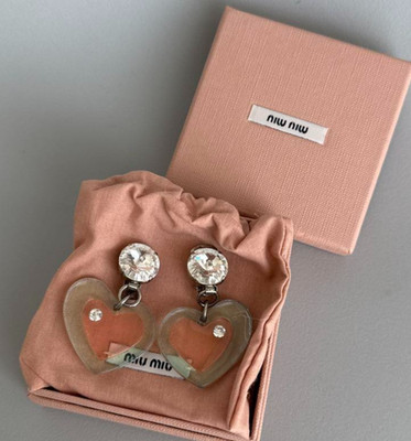 Miu Miu Herz Ohrringe Designer Limited Edition Luxus Selten Modell Damen Japan