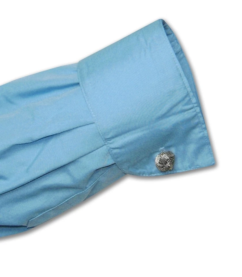 Camisa de vestir para hombre color AZUL PAVO REAL LISO con puños convertibles talla 16 34/35 Foto 2 de 4